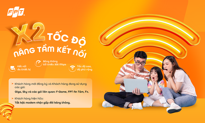Nhà mạng FPT nâng băng thông gấp đôi lên 300 Mbps